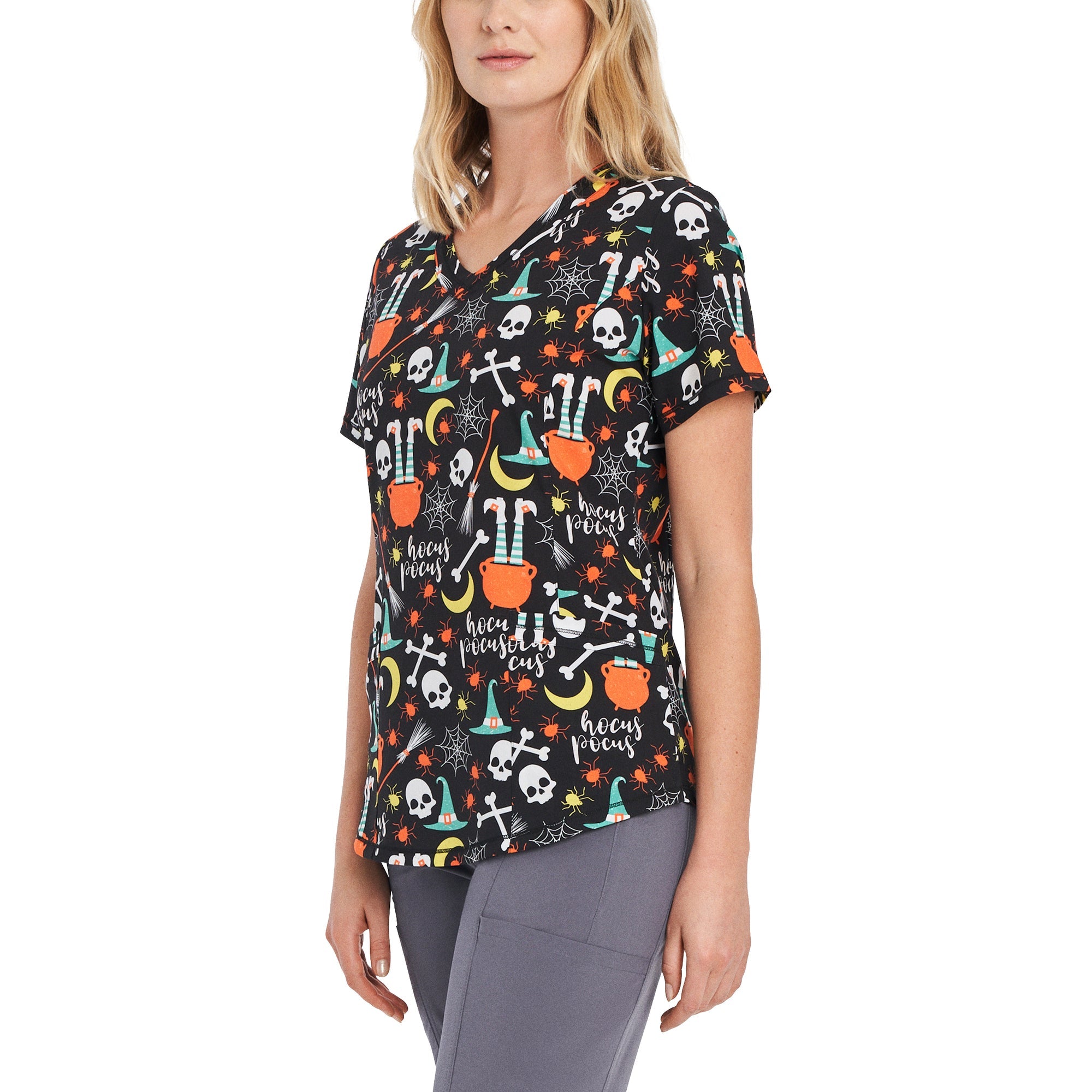 Hocus Pocus Round V - Neck Scrub TopWhite Cross782NTHP-XXS