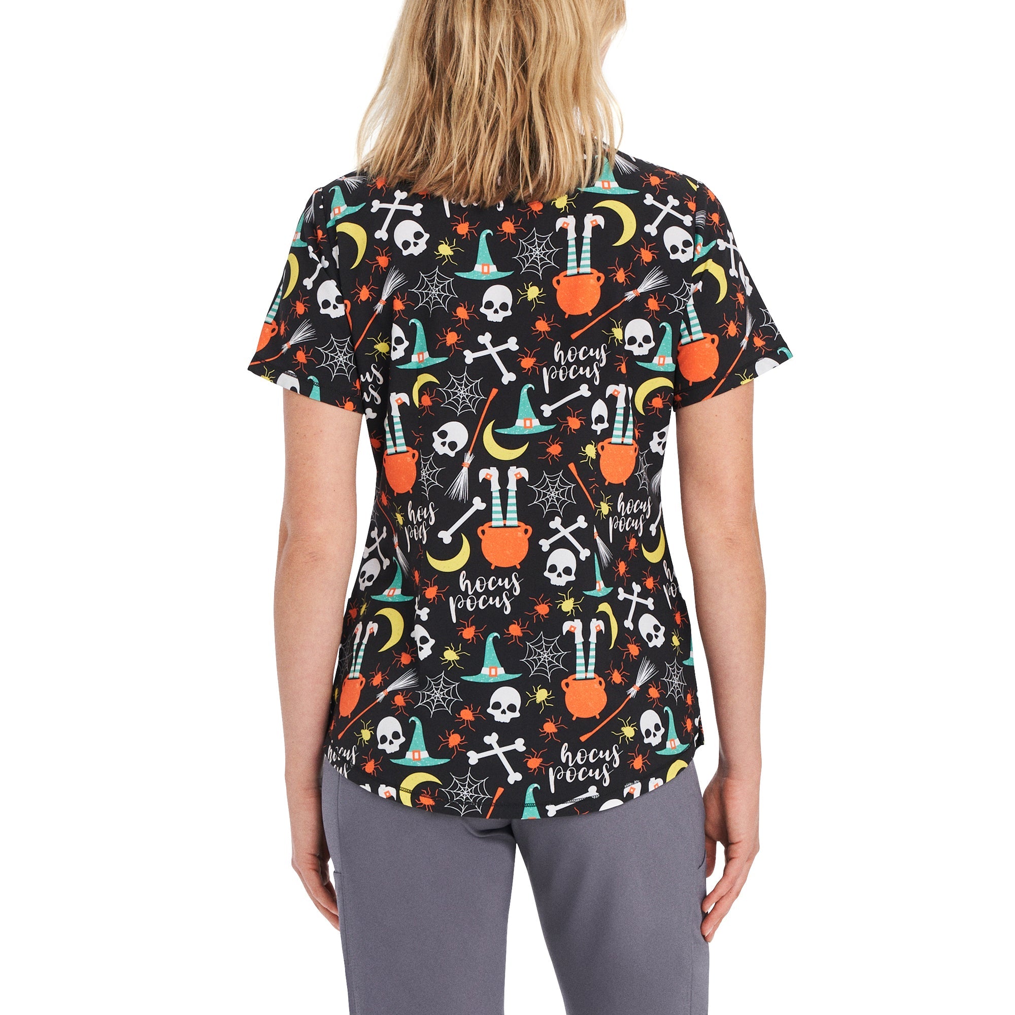 Hocus Pocus Round V - Neck Scrub TopWhite Cross782NTHP-XXS