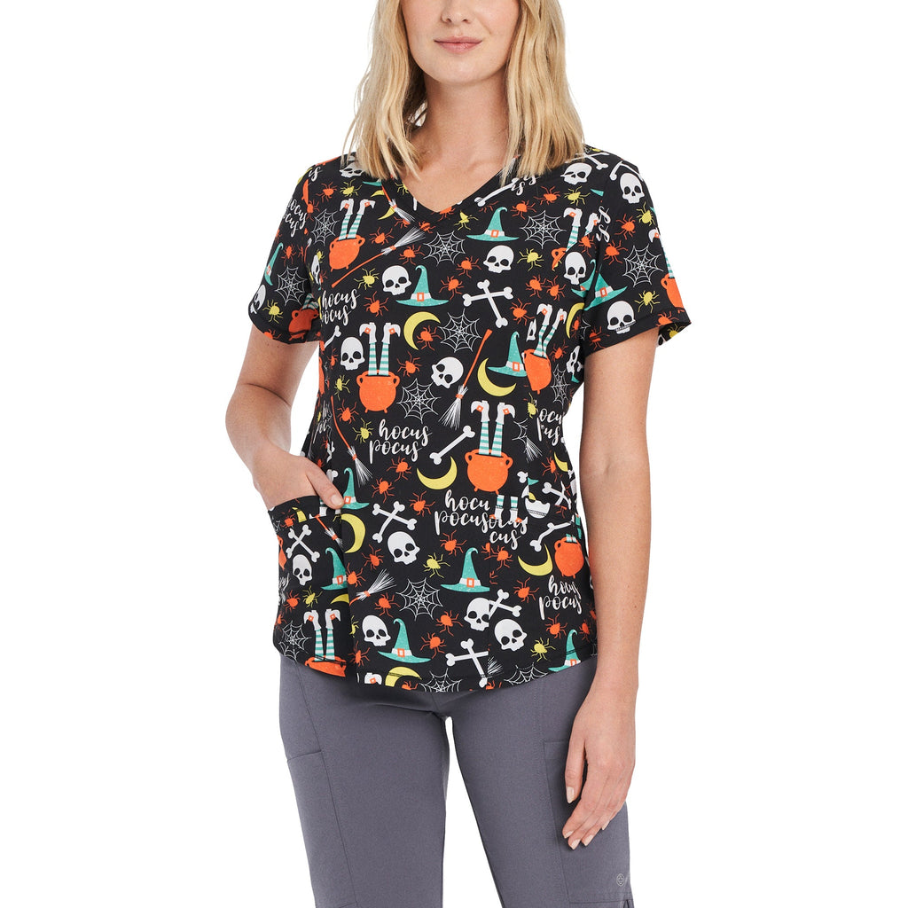 Hocus Pocus Round V - Neck Scrub TopWhite Cross782NTHP-XXS