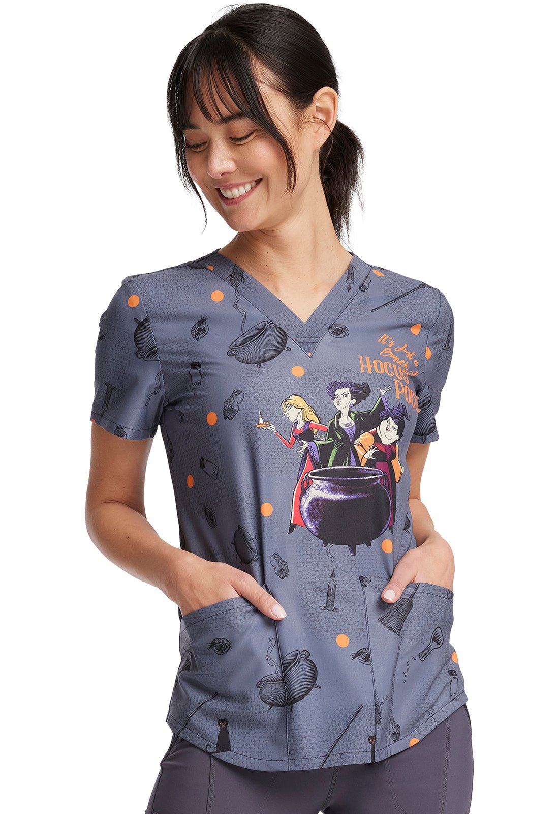 Hocus Pocus V - Neck Scrub TopCherokee PrintsTF736-HDHP-XXS