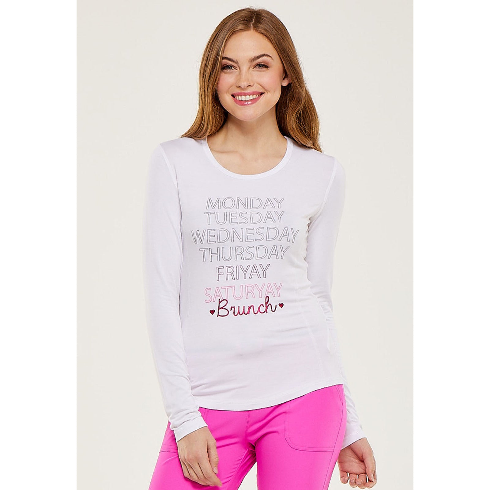 Brunch Long Sleeve Underscrub T-Shirt Women's Underscrub HeartSoul White S 