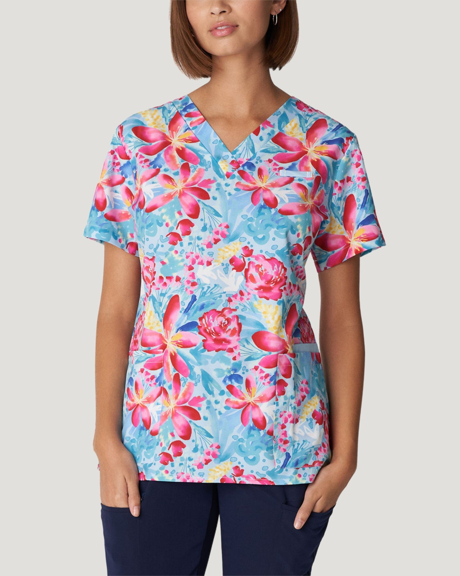 White Cross | Printed Scrub Top Women's Print Top White Cross In Full Bloom XS 