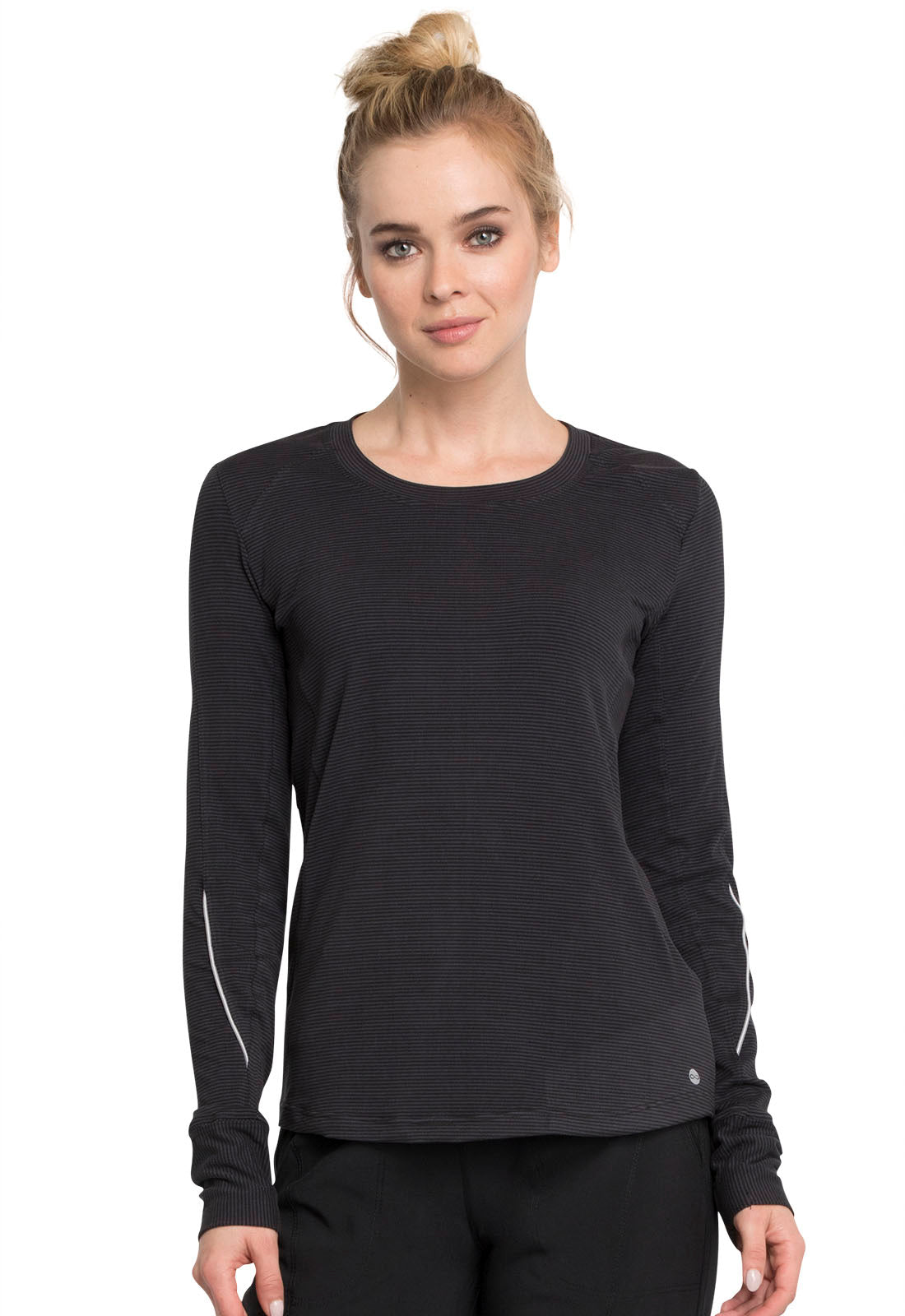 Infinity Long Sleeve Underscrub Knit Tee Women's Underscrub Cherokee Infinity Black/Pewter XS