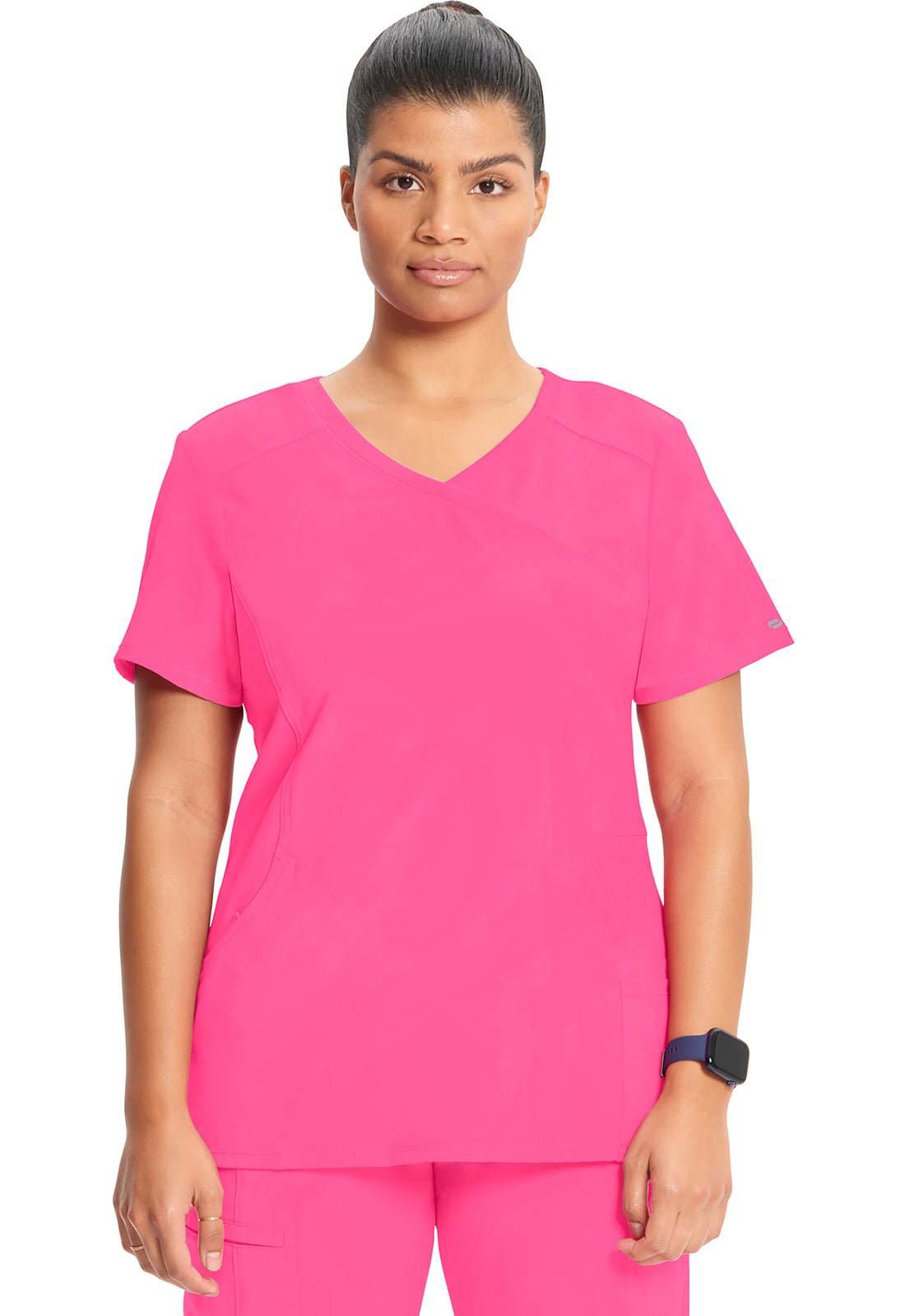 Infinity Mock Wrap Scrub TopCherokee Infinity2625A-CARMINEPINK-XXS