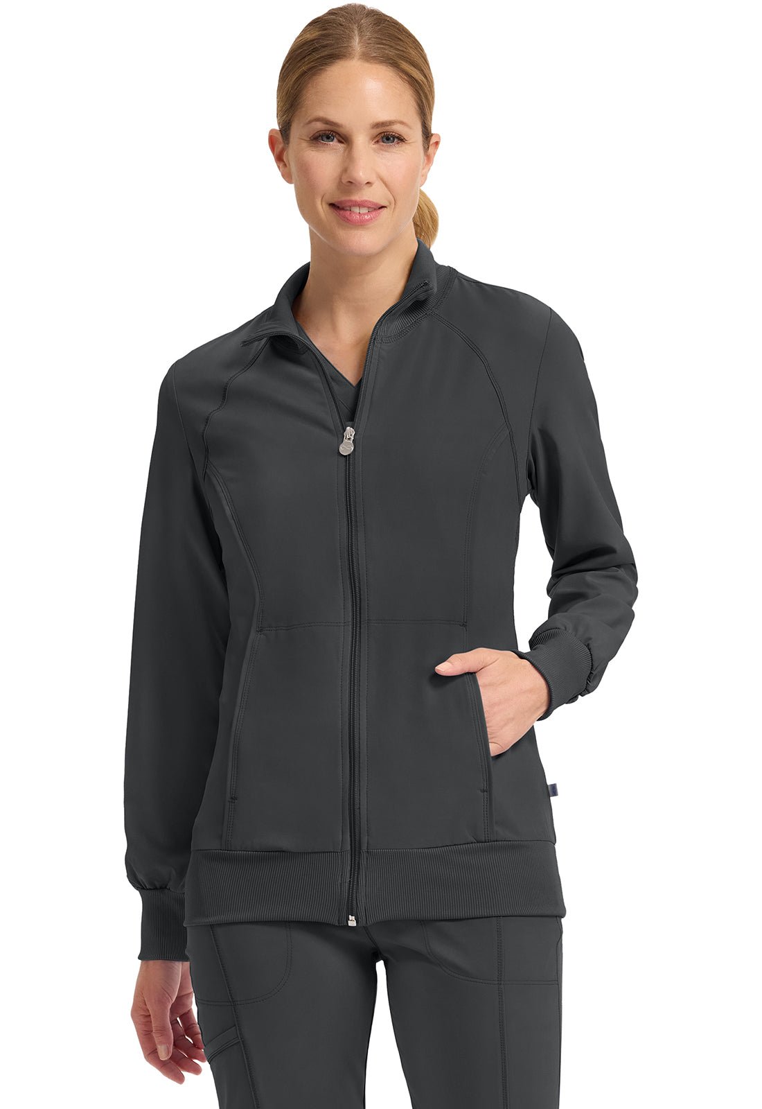 Infinity Zip Front Scrub JacketCherokee Infinity2391A-BLACK-XXS