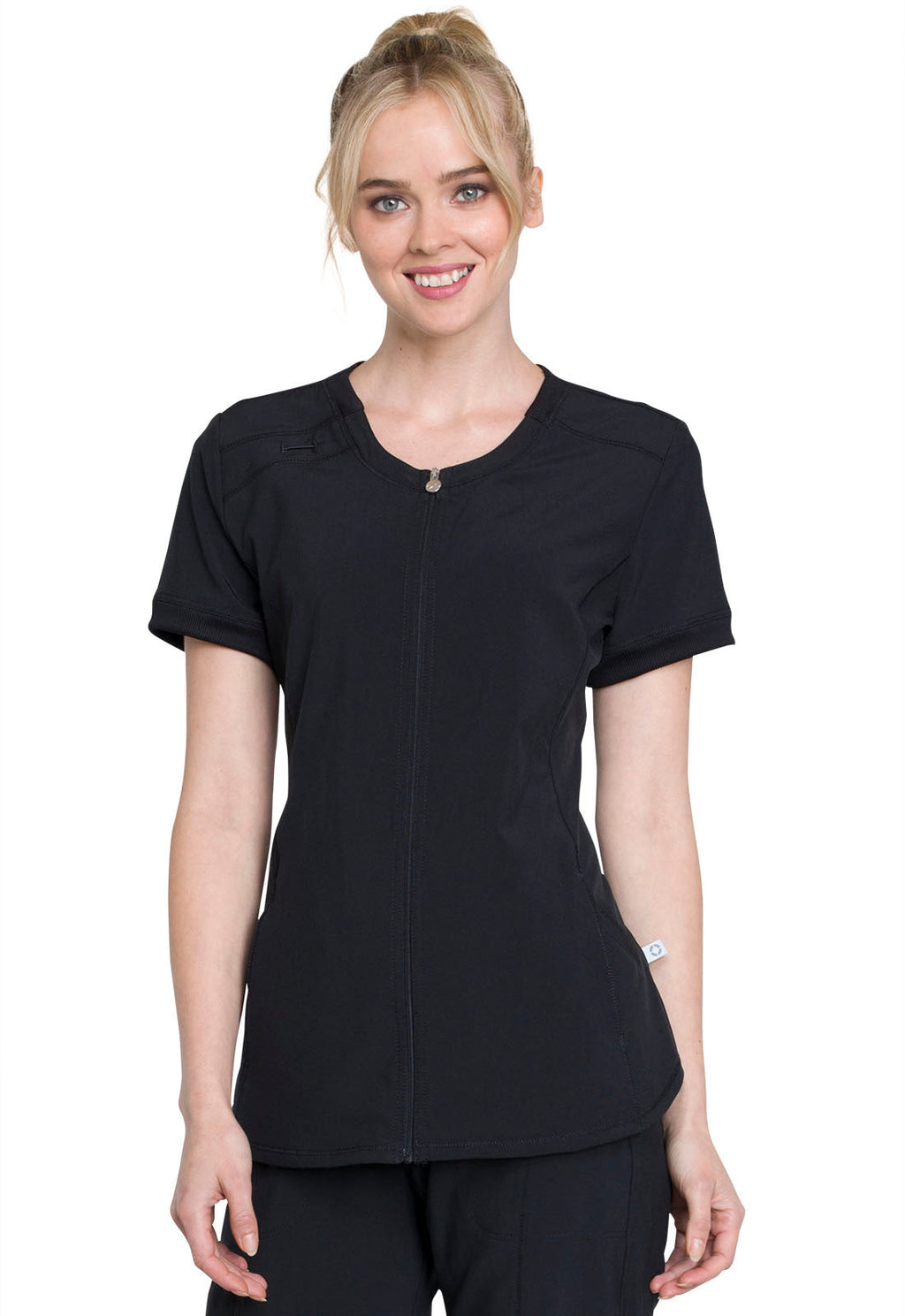 Infinity Zip Front V-Neck Scrub Top Women's Scrub Top Cherokee Infinity Black XXS
