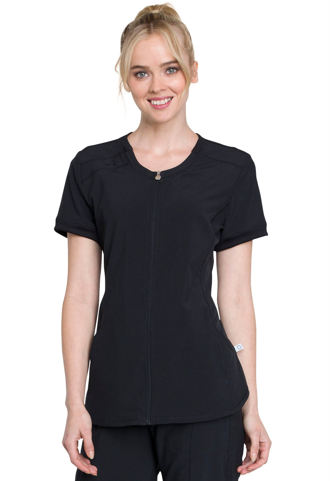 Infinity Zip Front V-Neck Scrub Top Women's Scrub Top Cherokee Infinity Black XXS