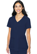 Front view of the Cambrian College Practical Nursing Med Couture Insight Scrub Top Navy