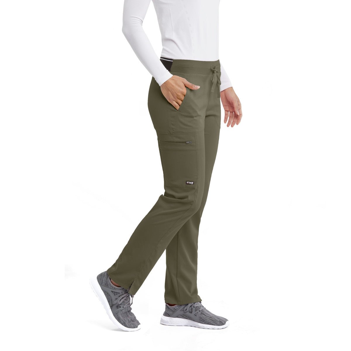 Kim Mid - Rise Straight Leg Scrub PantGrey's Anatomy Spandex StretchGRSP500-OLIVE-XXS