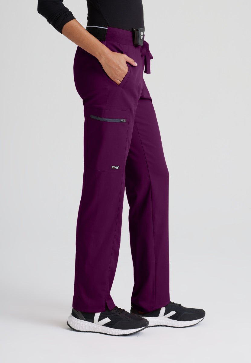 Kim Mid - Rise Straight Leg Scrub PantGrey's Anatomy Spandex StretchGRSP500-WINE-XXS
