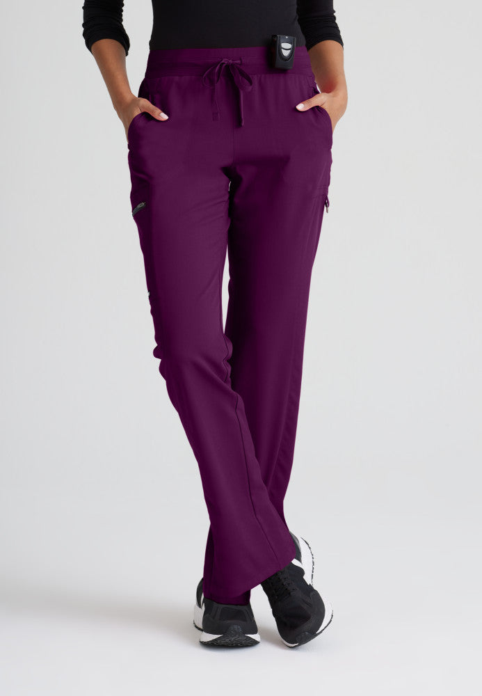 Grey's Anatomy Kim Pant - Straight Leg Scrub Pants Women's Scrub Pant Grey's Anatomy Spandex Stretch Wine/Burgundy XXS 