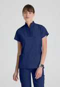 Kristi Zip Front Scrub Top Grey's Anatomy Spandex Stretch GRST292-INDIGO-XXS
