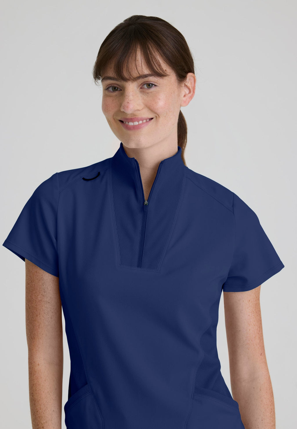 Kristi Zip Front Scrub Top Grey's Anatomy Spandex Stretch GRST292-INDIGO-XXS