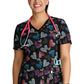 Cherokee iFlex | V-Neck Knit Panel Print Scrub Top Women's Print Top Cherokee iFlex