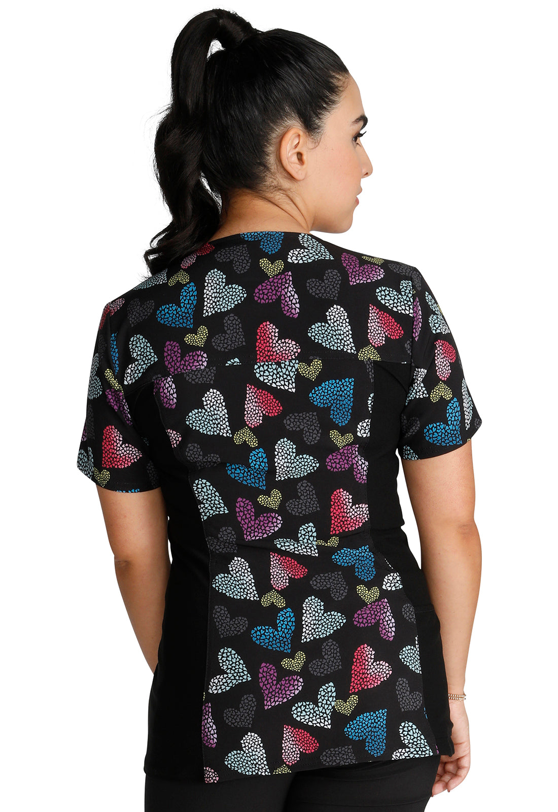 Cherokee iFlex | V-Neck Knit Panel Print Scrub Top Women's Print Top Cherokee iFlex   