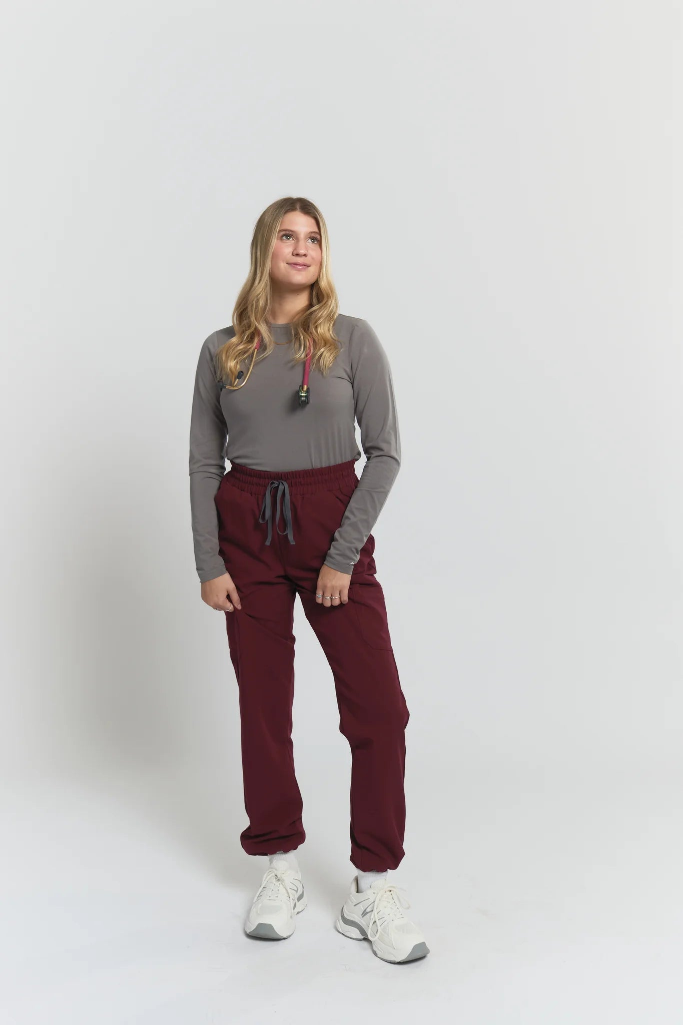 Lulu Straight Leg Scrub PantsJoiiaLULU-BURGUNDY-XS