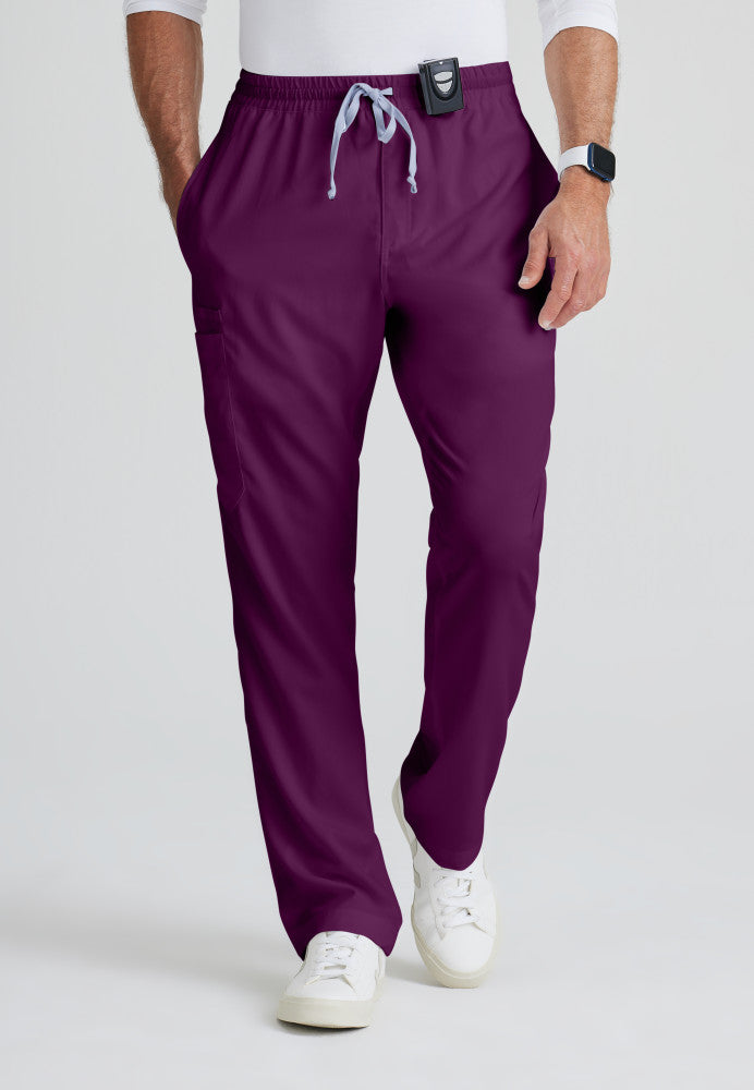 Evan 5-Pocket Zip-Fly Scrub Pant Men's Scrub Pant Grey's Anatomy Wine Regular XS