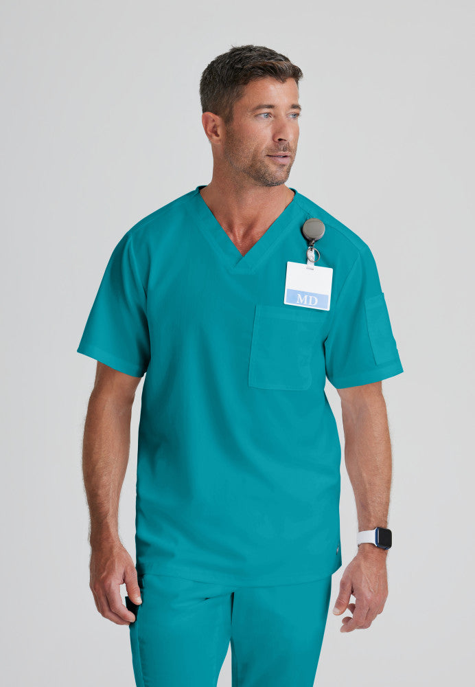 Evan 2-Pocket V-Neck Scrub Top Men's Scrub Top Grey's Anatomy