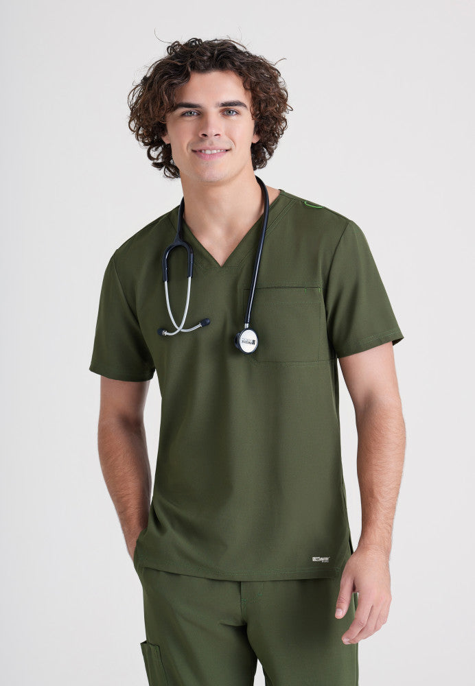 Journey 1-Pocket Scrub Top Men's Scrub Top Grey's Anatomy Evolve
