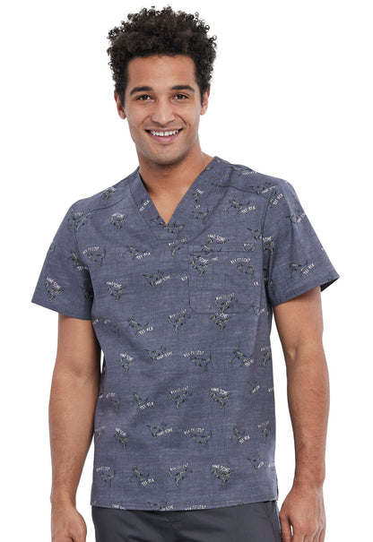 Men's Scrub Top In Rawr-Some Men's Printed Top Cherokee Prints 2X  