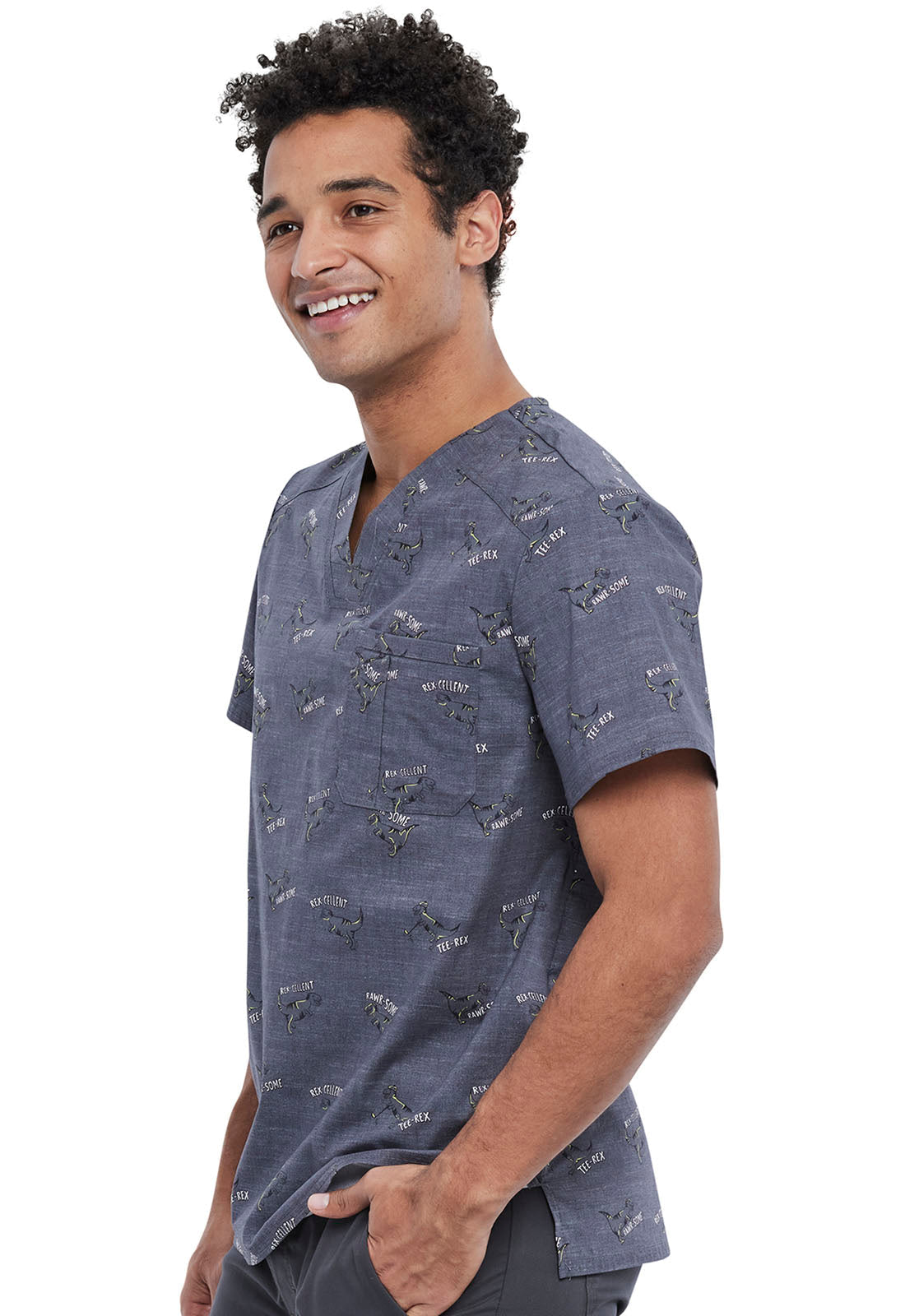 Men's Scrub Top In Rawr-Some Men's Printed Top Cherokee Prints   