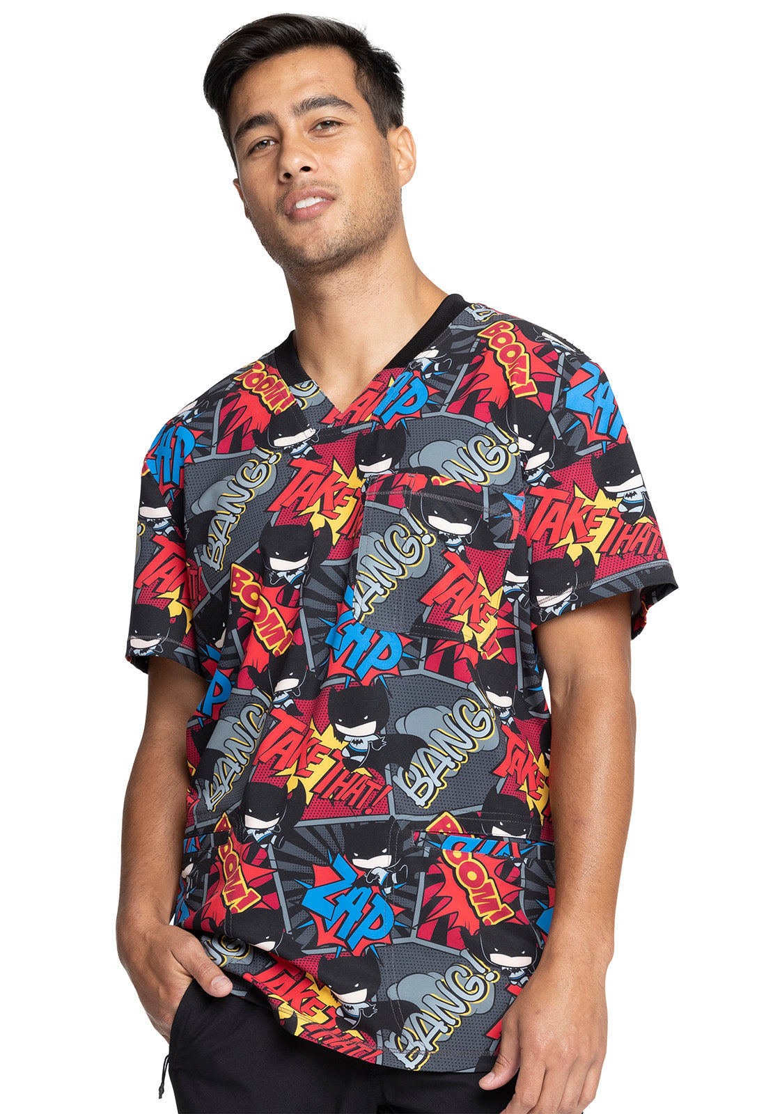 Men's Scrub Top in Zap Men's Printed Top Cherokee Licensed XS  