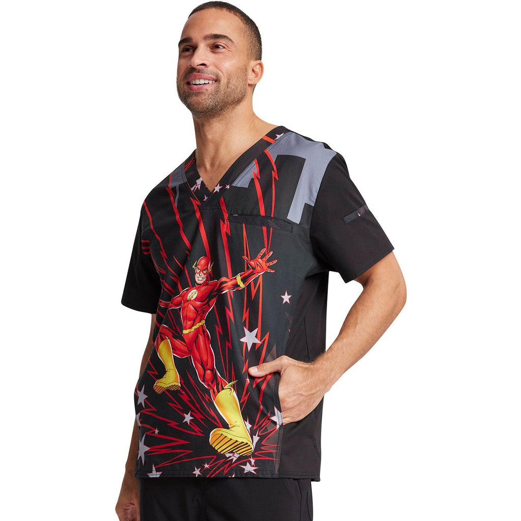 Men's Scrub Top in Fast As LightningCherokee LicensedTF700-DMGH-1