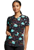 Merry Rex - Mas Holiday Scrub TopDickies PrintsDK876-MRRX-XXS