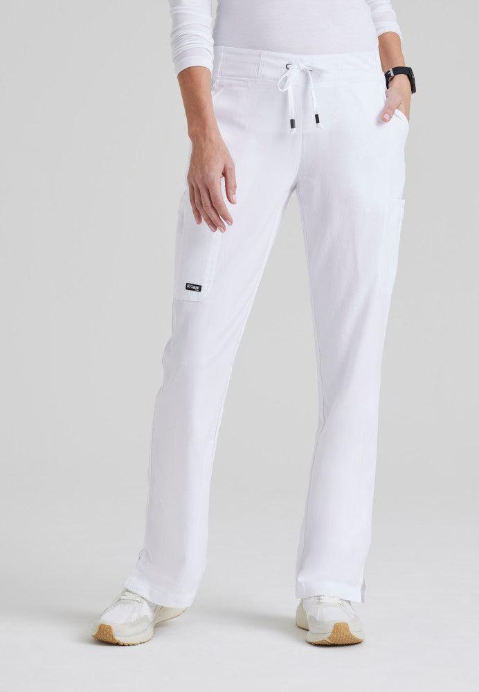 Grey's Anatomy Mia Pant - 6 Pocket Mid Rise Scrub Pant Women's Scrub Pant Grey's Anatomy Classic White XS 