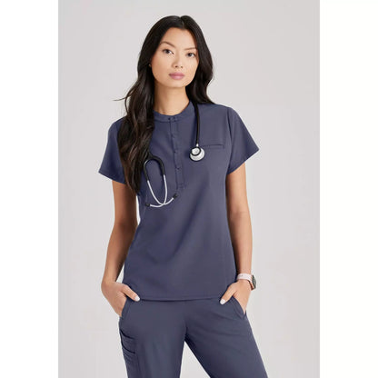 Barco Unify - Mission Tuck In Scrub Top Women's Scrub Top Barco Unify Steel XXS 