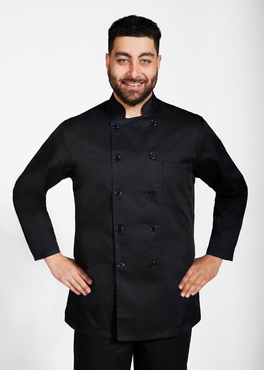 Unisex Classic Chef Coat – Long Sleeve, Mesh Back Unisex Chef Coat Mobb Black XS