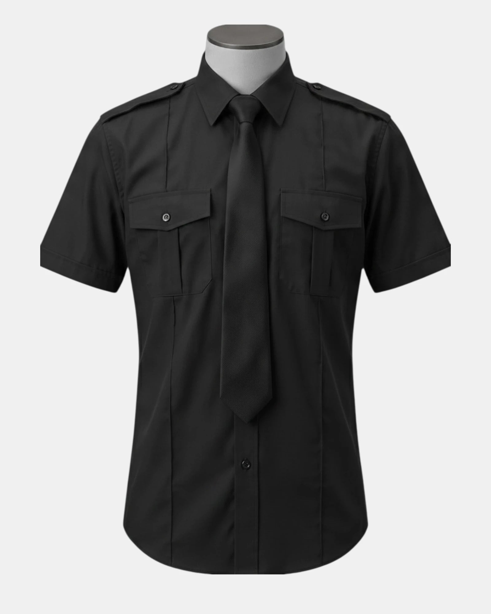 MS508 OPUS Short Sleeve Military Shirt with Shoulder Epaulettes in Black colour.
