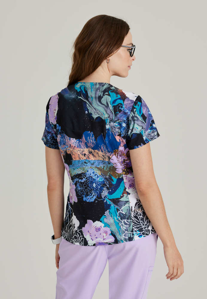 Barco One Thrive Print Scrub Top Arcade Dreams XS