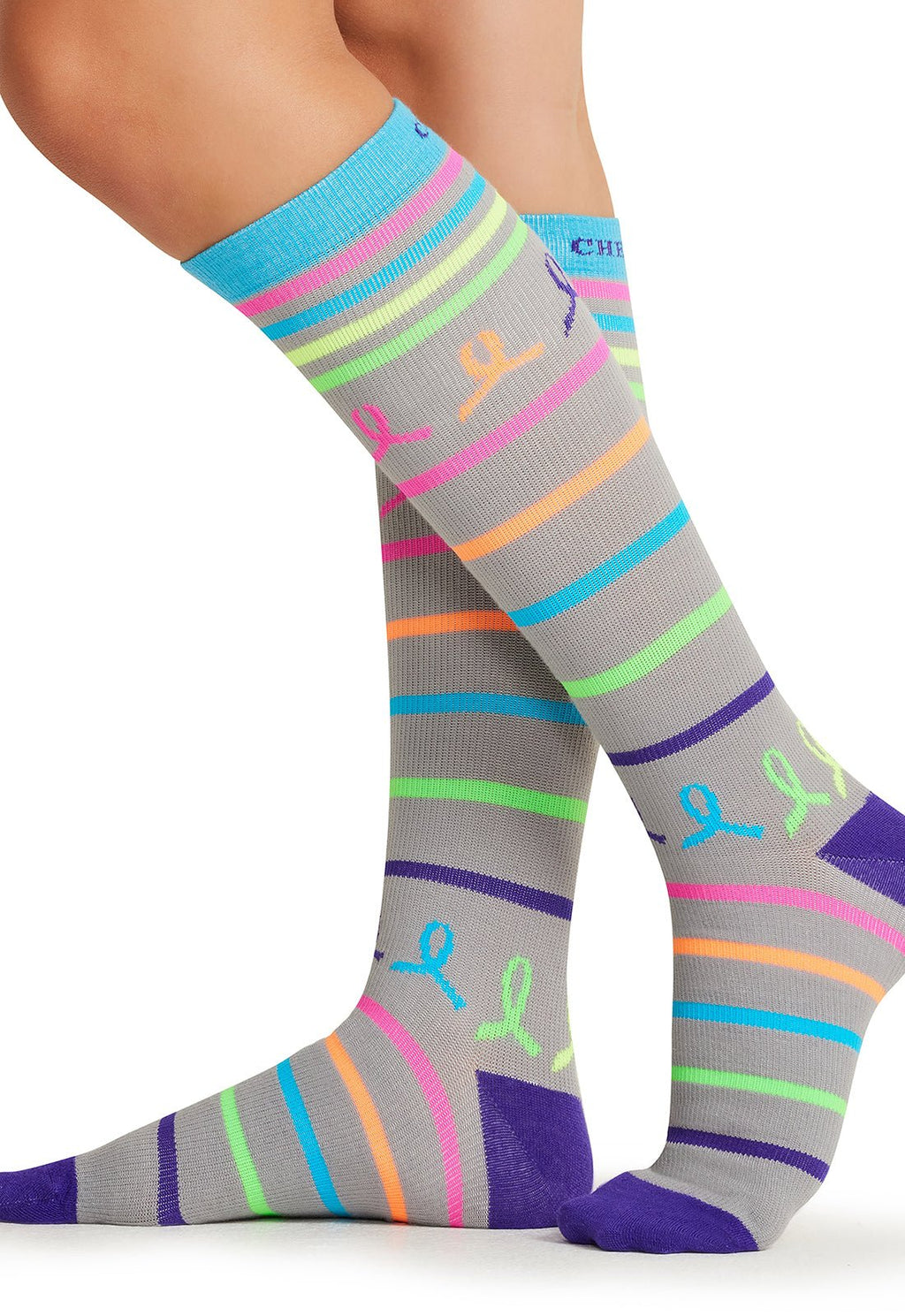 Neon Multi Ribbon Compression SocksCherokee LegwearPRINTSUPPORT-NNMR