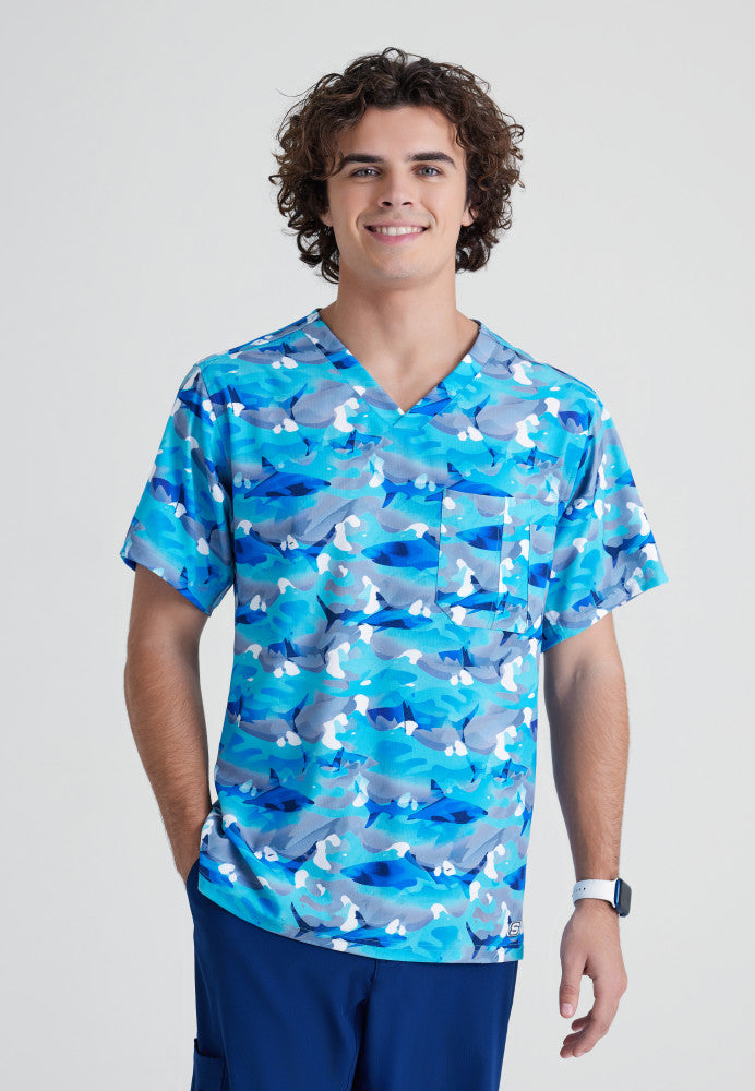 Skechers - Men's Wild Tide Scrub Top Men's Print Scrub Top Skechers by Barco XS