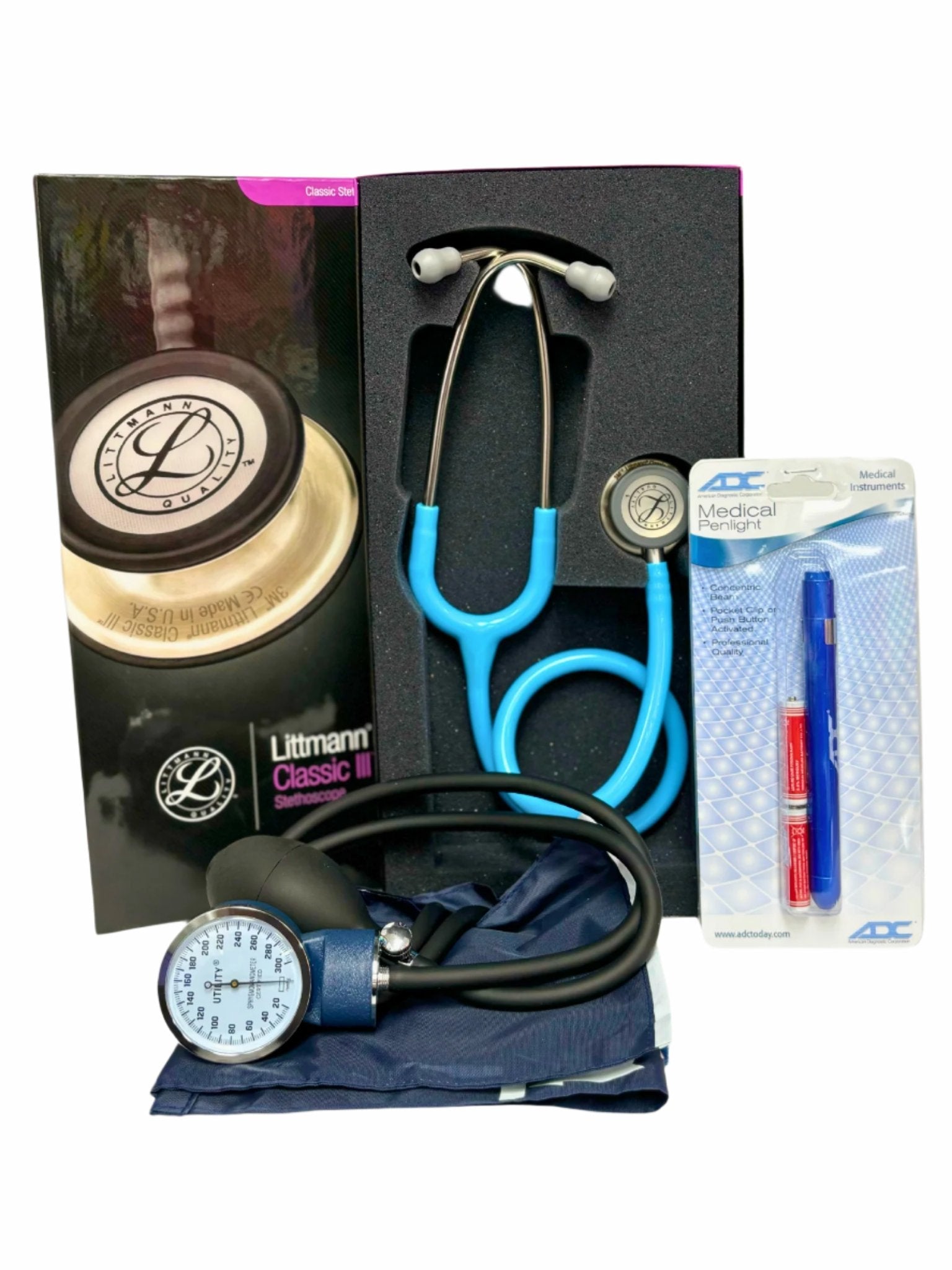 Nipissing Nursing Kit – Classic III Stethoscope, Blood Pressure Cuff & Pen Light BundleLittmann 3M