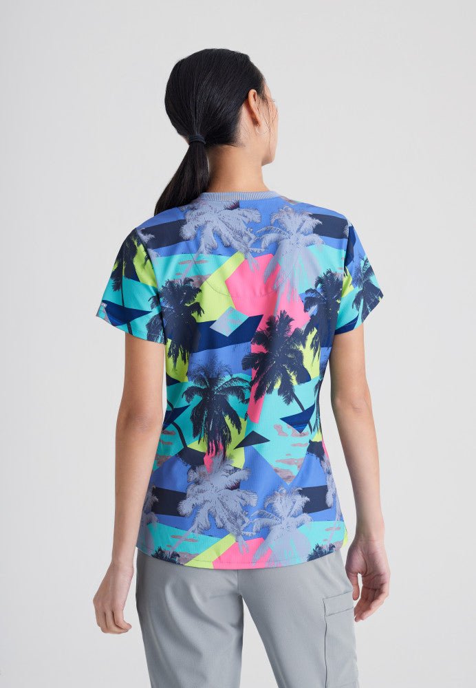 Palm Dreams V - Neck Print Scrub TopSkechers by BarcoSKT174-PLDR-XXS