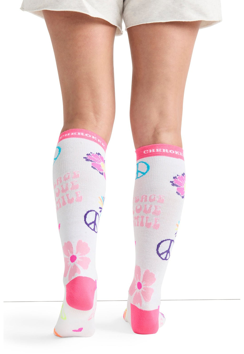 Peace Love Smile Compression SocksCherokee LegwearPRINTSUPPORT-PCLVS