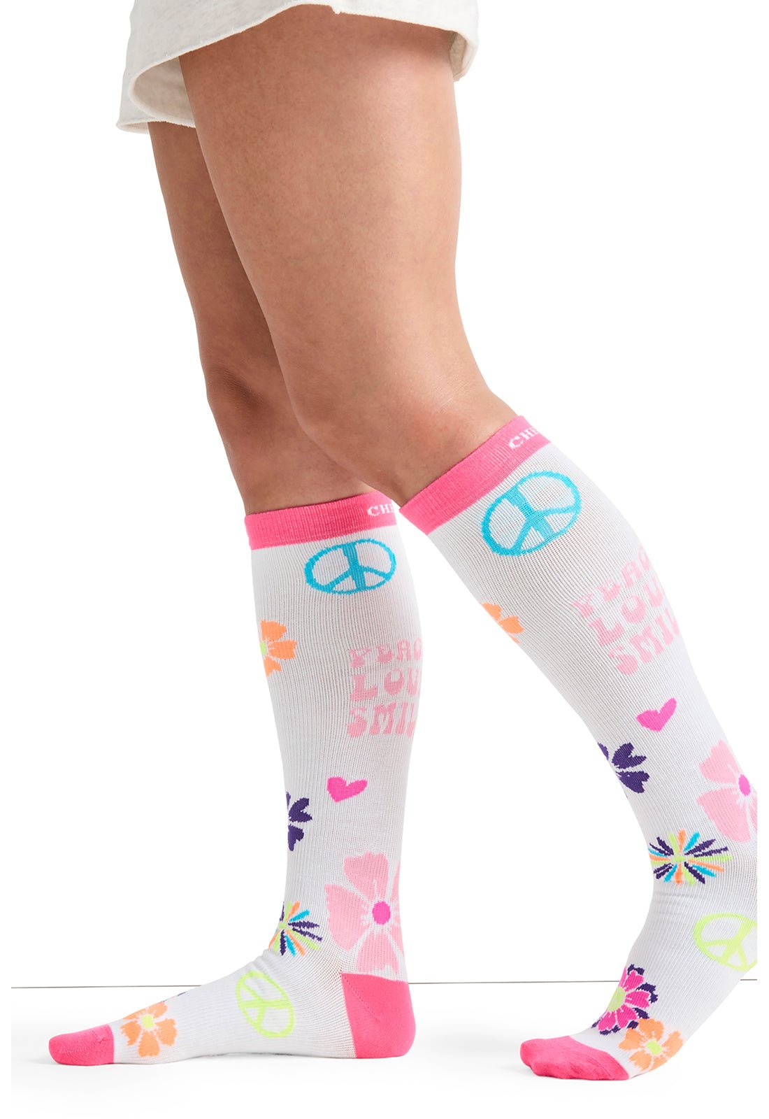 Peace Love Smile Compression SocksCherokee LegwearPRINTSUPPORT-PCLVS