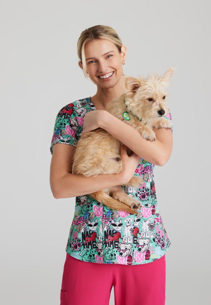 Pet Party V - Neck Animal Print Scrub TopSkechers by BarcoSKT021-PPTY-XXS