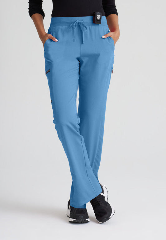 Grey's Anatomy Kim Pant - Straight Leg Scrub Pants Petite Women's Petite Scrub Pant Grey's Anatomy Spandex Stretch Ceil Blue XXS 