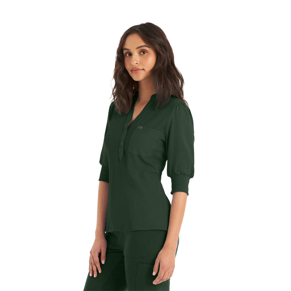 Landau Forward Half Sleeve Scrub Top Women's Scrub Top White Cross