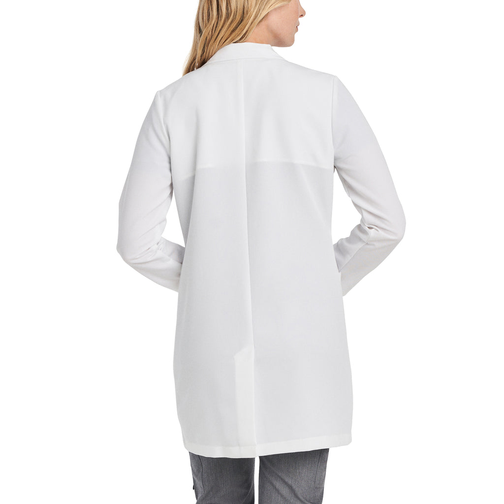 4-Pocket Mid-Length Tablet White Lab Coat Women's Lab Coat White Cross