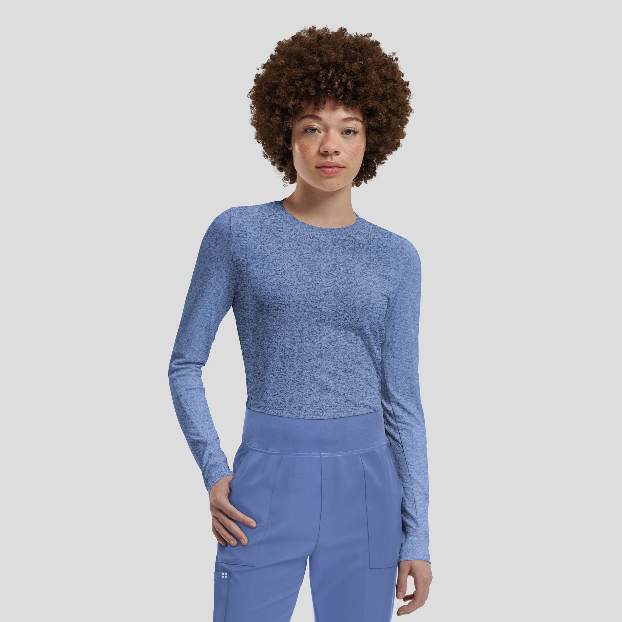 1-Pocket Long-Sleeve Underscrub Tee – Comfortable Layering Top Women's Underscrub White Cross Vibe Heather Ceil XS