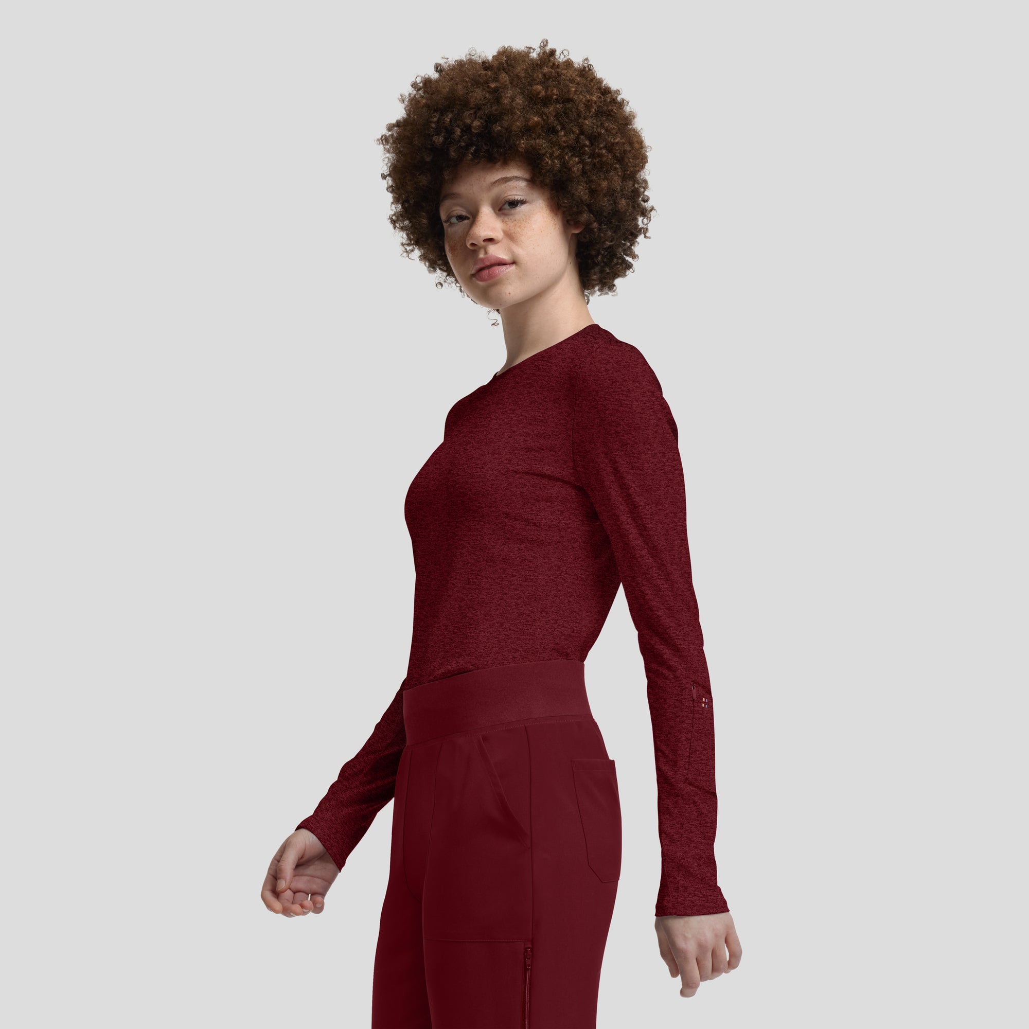 1-Pocket Long-Sleeve Underscrub Tee – Comfortable Layering Top Women's Underscrub White Cross Vibe