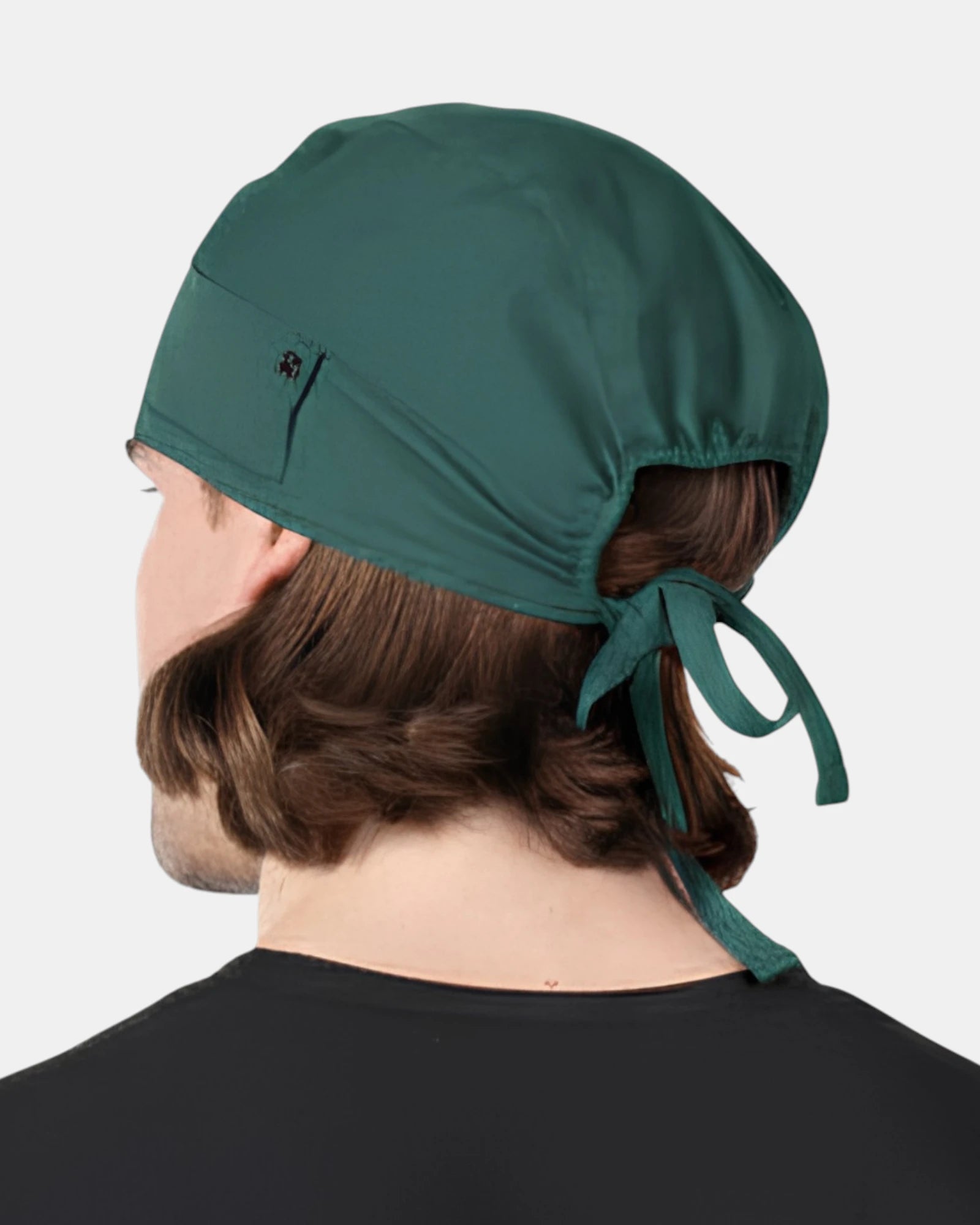 Back view of the Pitt & Grûv Scrub Cap with Mask Snaps in Adventurine colour.