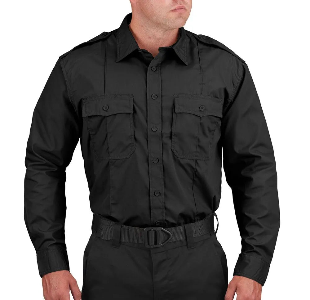 Men's Duty Shirt - Long Sleeve Ripstop Men's Uniform Shirt Propper Black XS