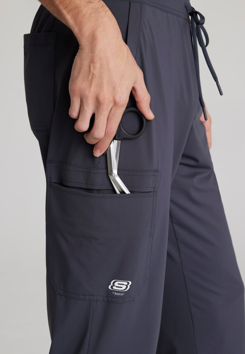 Rebound Men's 4 - Pocket Slim Straight Scrub PantSkechers Slip - insSKP659-PEWTER-XS