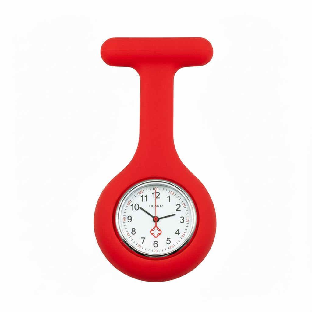 Analog Nursing Pin Watch Pin Watch Lasalle Uniform Red