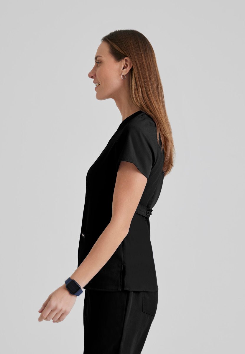 Riley Mock Wrap Scrub TopGrey's Anatomy Classic4153-BLACK-XXS
